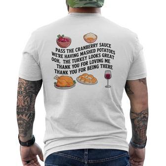 Pass The Cranberry Sauce We're Having Mashed Potatoes Tri-Blend Men's T-shirt Back Print - Thegiftio UK
