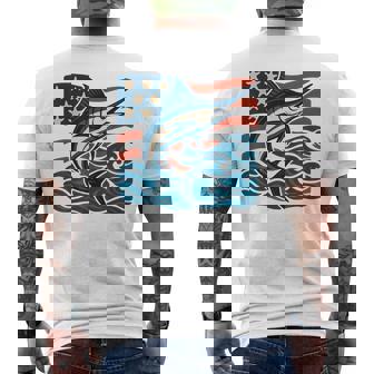 Patriotic American Flag Sports Fishing Coast Men's Back Print T-Shirt | Mazezy