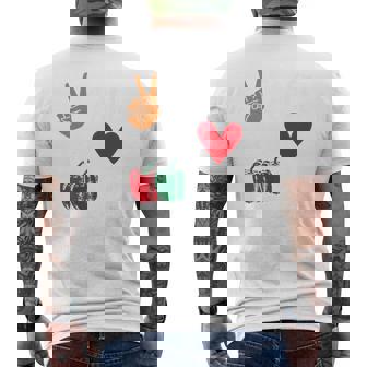 Peace Love Bell Peppers Premium Men's Back Print T-Shirt | Mazezy