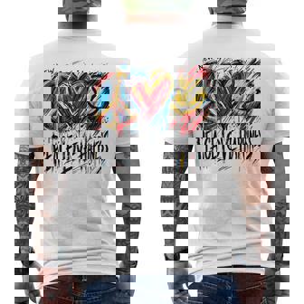 Peace Love Happiness Youthful Men's T-shirt Back Print | Mazezy