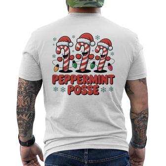 Peppermint Posse Candy Cane Christmas Santa Hat Men's T-shirt Back Print - Thegiftio UK