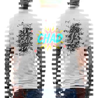 Personalized Name Comic Pop Art Superhero Chad Men's Back Print T-Shirt | Mazezy