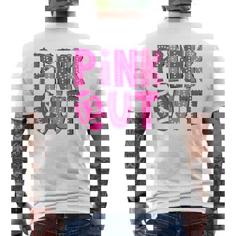 Pink Out American Football Tackle Breast Cancer Awareness Men's Back Print T-Shirt | Mazezy