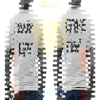 Pirate Game Day Checkered Black Yellow Pirates School Spirit Men's T-shirt Back Print - Thegiftio