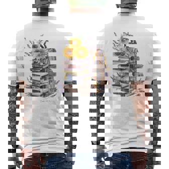 Plaid Backpack With Books And Flowers T Shirt Men's Back Print T-Shirt | Mazezy