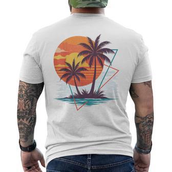 Playa Palmera Atardecer Gráfico Tropicalacaciones De Camiseta Hombre Estampado Espalda - Regaloses