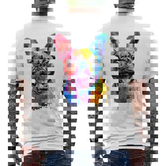 Pop Art French Bulldog Premium Men's Back Print T-Shirt | Mazezy