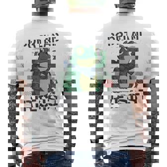 Portland Resist Frog Activist Fist Up City Protest Meme Men's Back Print T-Shirt | Mazezy