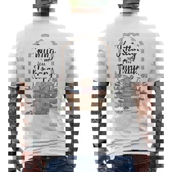 Pretty Boho Coffee Yarn Basket Cute Knitting Is My Therapy Men's Back Print T-Shirt | Mazezy