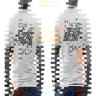 Proud Army Wife Military Wife With Dog Tag US Flag Tank Top Men's Back Print T-Shirt | Mazezy