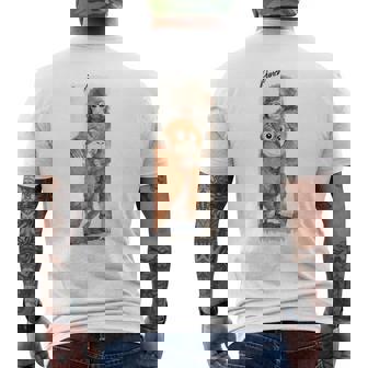 Punch – かわいい赤ちゃん猿とオランウータンのぬいぐるみ 水彩 長袖tシャツ メンズTシャツ バックプリント - Kawaiitshirt