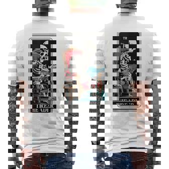 The Reader Tarot Card Book Lover Skeleton Reading Book Tank Top Men's Back Print T-Shirt | Mazezy