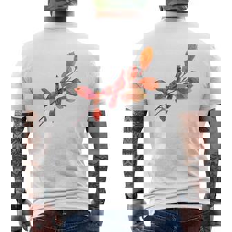 Red Cardinal Bird Autumn Watercolor Art Men's Back Print T-Shirt | Mazezy