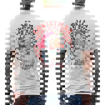 Red Santa Christmas Vibes Vintage Pink Santa Claus Face Men's T-shirt Back Print - Monsterry