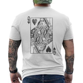 Reine Des Coeurs Cartes À Jouer Costume Poker Distressed T-shirt imprimé au dos - Cadeauxyz