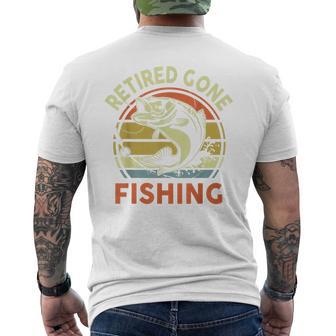 Retired Gone Fishing Grandpa Fishing Retirement Men's T-shirt Back Print - Thegiftio UK