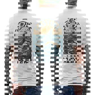 Retro Castine Shark Fin Swimming Ocean Maine Tank Top Men's Back Print T-Shirt | Mazezy