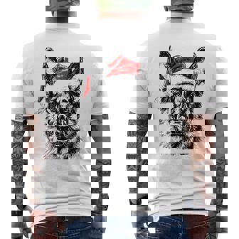 Retro German Shepherd Santa Dog Christmas Pet Xmas Vibes Men's T-shirt Back Print - Monsterry