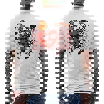 Retro Heart Graphic Basketball Player Kids Valentine Men's Back Print T-Shirt | Mazezy