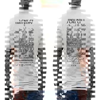 Retro Ho Chi Minh City Skyline Vietnam Street Culture Scene Men's Back Print T-Shirt | Mazezy