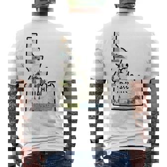 Retro Idaho Mountains Nature Art Men's Back Print T-Shirt | Mazezy