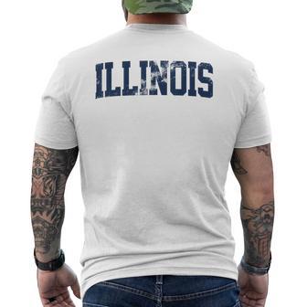 Retro Illinois Vintage Illinois Orange Blue Throwback Il Men's T-shirt Back Print - Thegiftio UK