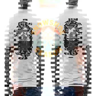 Retro National Parks Showshoe Season Winter Hiking Men's Back Print T-Shirt | Mazezy