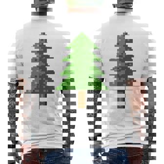 Retro Pixel Christmas Tree Tri-Blend Men's T-shirt Back Print - Monsterry