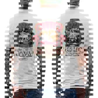 Retro Sleeping Cat Christmas – Cozy Vintage Holiday Men's Back Print T-Shirt | Mazezy