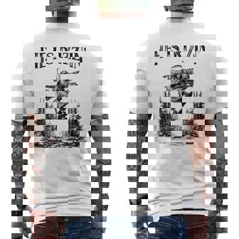 He Is Rizzin Retro Jesus Skateboarding Men's Back Print T-Shirt | Mazezy