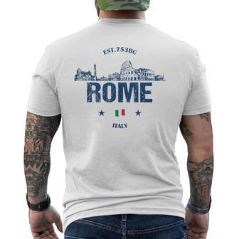 Rome Historical Landmarks Vintage Italy Flag Men's T-shirt Back Print - Thegiftio