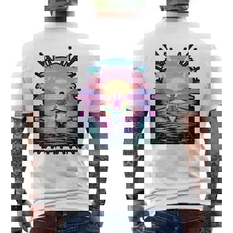 Rowing Retro Sunset Synthwave Sculling Boat Tank Top Men's Back Print T-Shirt | Mazezy