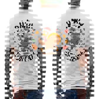 Run Now Gobble Later Turkey Trot Race Run Thanksgiving Men's T-shirt Back Print | Mazezy