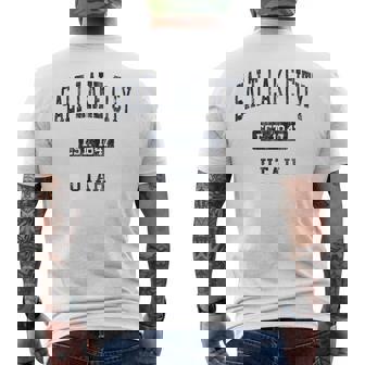 Salt Lake City UT JN4 Vintage Athletic Blue Men's Back Print T-Shirt | Mazezy