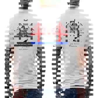 San Francisco Cat Golden Gate Bridge Book Lover Vintage Men's T-shirt Back Print - Thegiftio