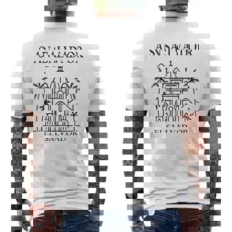 San Salvador El Salvador City Skyline Travel Souvenir Men's Back Print T-Shirt | Mazezy