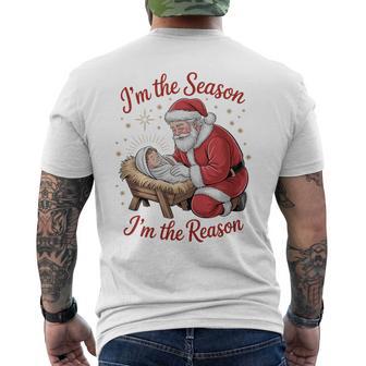 Santa And Baby Jesus Christmas Humor Holiday Tri-Blend Men's T-shirt Back Print - Thegiftio UK