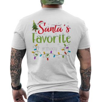 Santa Favorite Pharmacy Tech Christmas Lights Family Xmas Tri-Blend Men's T-shirt Back Print - Thegiftio UK