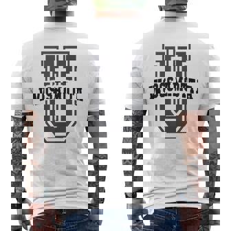 Sarcastic WOSSAMOTTA University Academy Cheerleader Game On Tank Top Men's Back Print T-Shirt | Mazezy