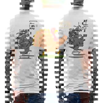 Save A Turkey Eat Pizza Thanksgiving For Turk Men's Back Print T-Shirt | Mazezy