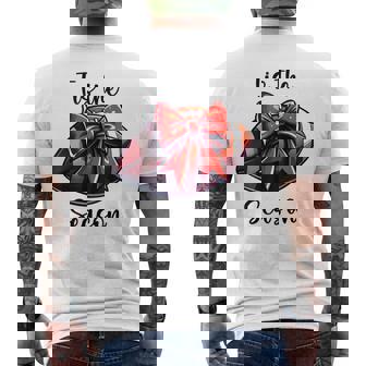 Season For American Football Red Coquette Bow Men's Back Print T-Shirt | Mazezy