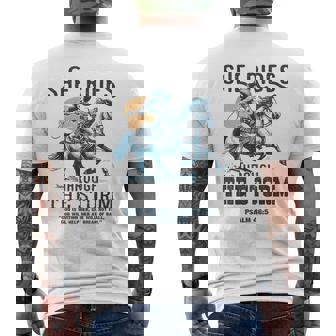 She Rides Through The Storm Psalm 46 Men's Back Print T-Shirt | Mazezy