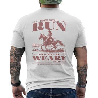 She Will Run And Not Be Weary Men's T-shirt Back Print - Thegiftio UK