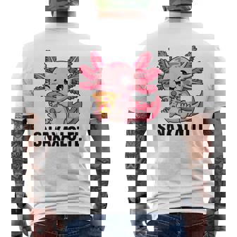 Snaxalotl Love Axolotls Cute Axolotl With Pizza Men's Back Print T-Shirt | Mazezy