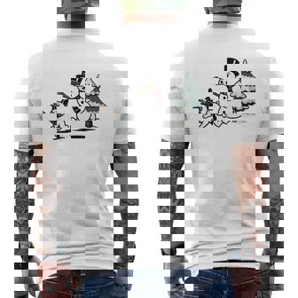 Snowman Chasing French Bulldog Christmas Men's T-shirt Back Print - Seseable