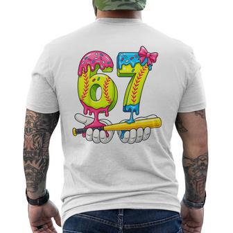 Softball 67 Ice Cream Drip Six Seven Boys Meme Men's T-shirt Back Print - Thegiftio UK