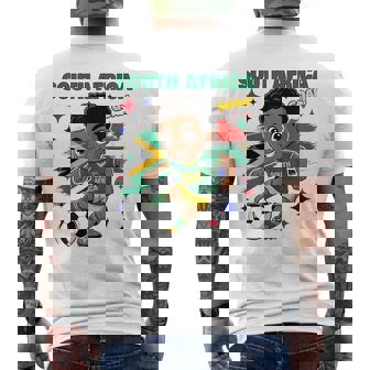 South Africa Kid Goal Cartoon South Africa Flag For Kids Men's Back Print T-Shirt | Mazezy