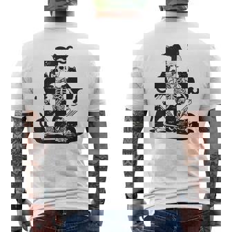 Spooky Skeleton With Black Cats Cute Skull Cat Kitty Men's T-shirt Back Print - Monsterry