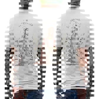 St Magdalene Lily Symbol Easter Devotion Men's Back Print T-Shirt - Monsterry