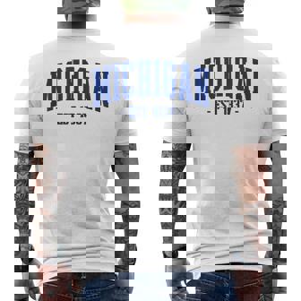 State Of Michigan Est 1837 Pride Classic Michigan Yellow Men's Back Print T-Shirt | Mazezy